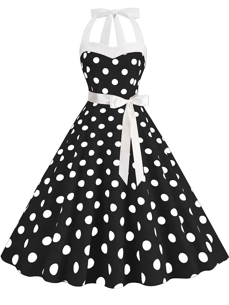Vintage 50s 60s Women Summer Party Dress With Belt Pink Plaid Print Halter Hepburn Robe Rockabilly Dresses-Dollar Bargains Online Shopping Australia