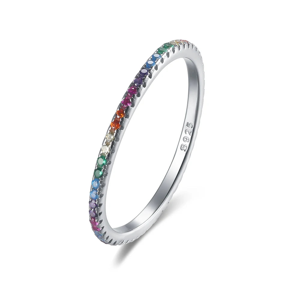 925 Sterling Silver Colorful CZ Rings Stack-able Personalized Gold Color Platinum Plated for Women Fine-Dollar Bargains Online Shopping Australia