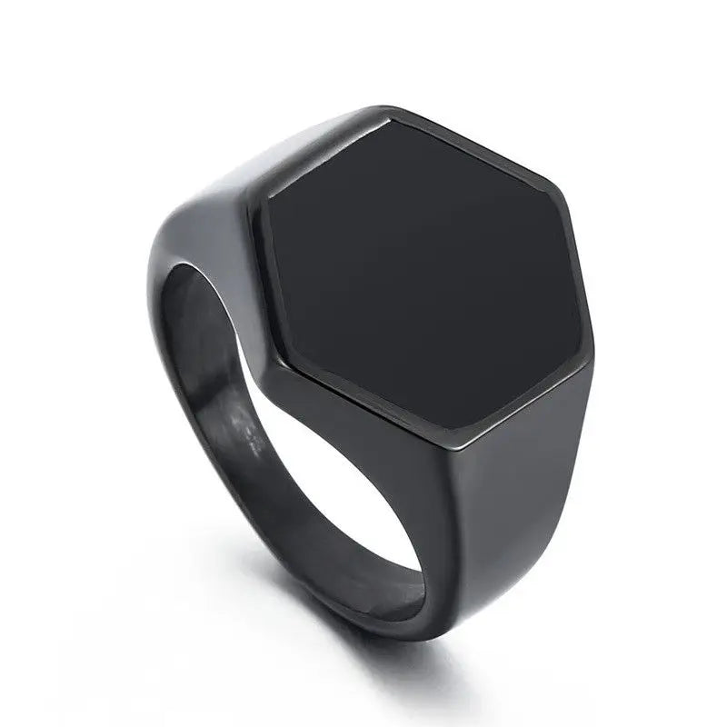 Metal Glossy Rings for Men Geometric Width Signet Square Finger Punk Style Fashion Ring Jewelry Accessories-Dollar Bargains Online Shopping Australia