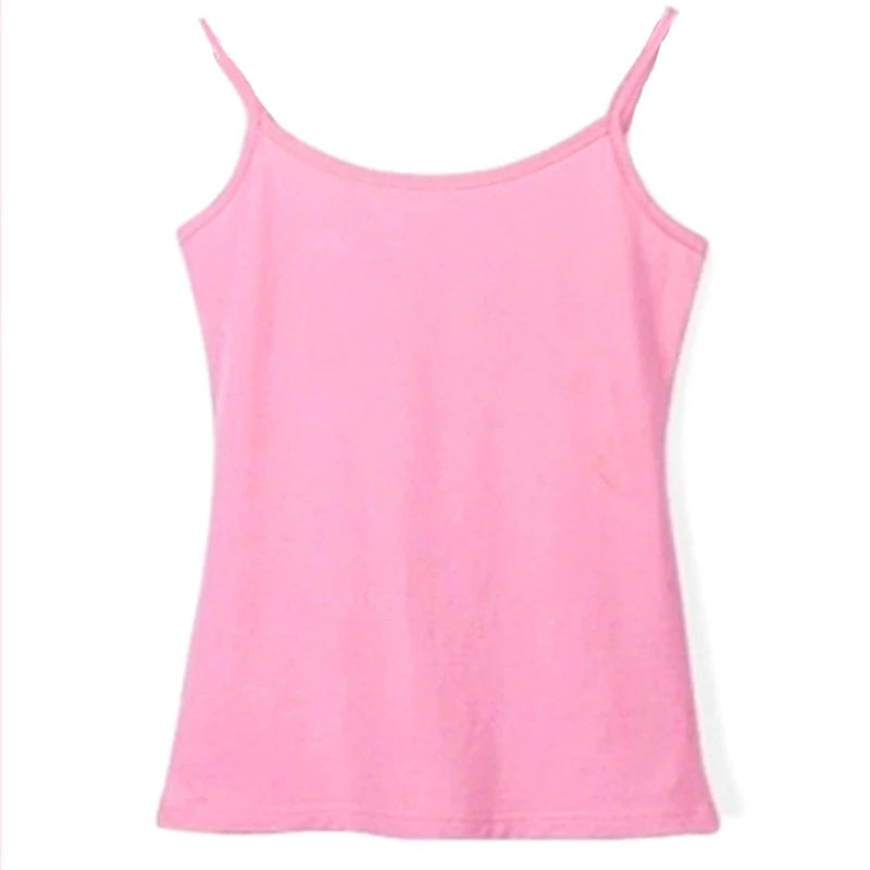 Women Basic Solid Color Sleeveless Camisole Spaghetti Strap Scoop Neck for Tank Top Slim Bottoming Sling Vest Undershirt-Dollar Bargains Online Shopping Australia