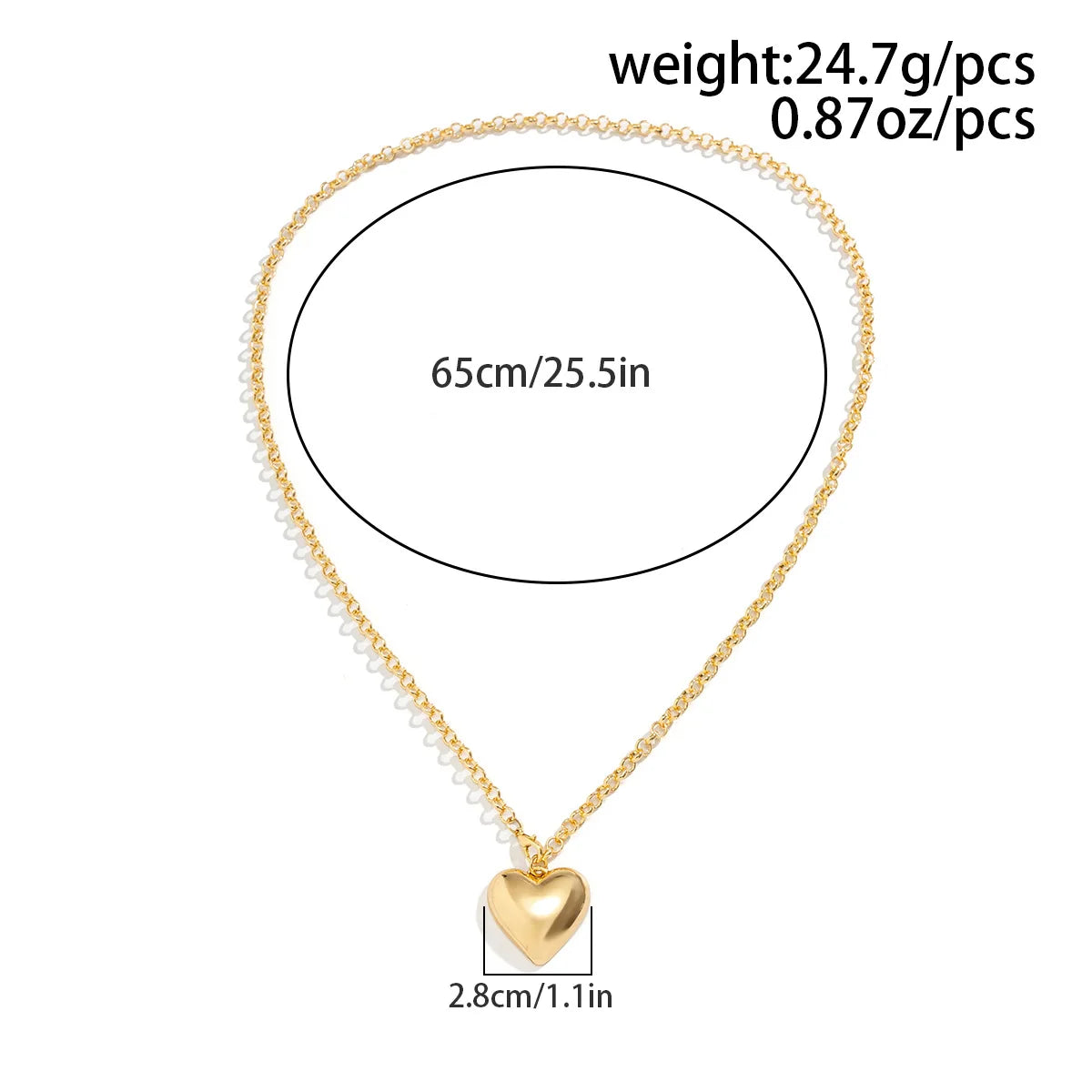 Vintage Big Peach Heart Pendant Adjustable Necklace Women's Long Style Tassel Gold Metal Girl-Dollar Bargains Online Shopping Australia