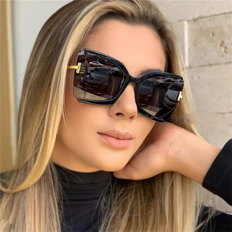 Brand Designer T Sunglasses 2022 New Oversized Square Women Sun Glasses Female Big Frame Colorful Shades for Women Oculos-Dollar Bargains Online Shopping Australia