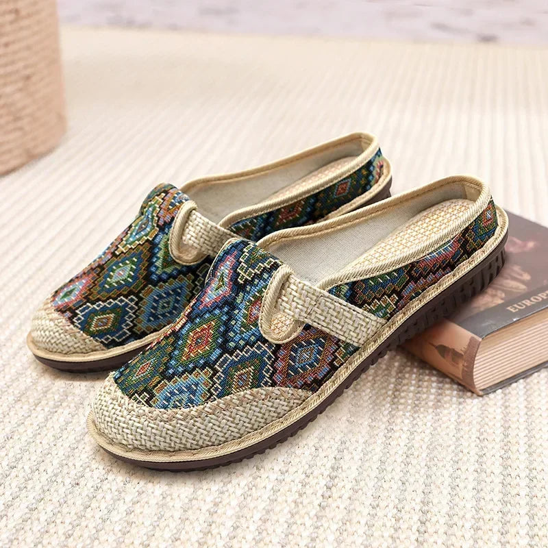 Fashion Women's Shoes Ethnic Style Embroidered Linen Breathable Outdoor Casual Slippers Shoes-Dollar Bargains Online Shopping Australia