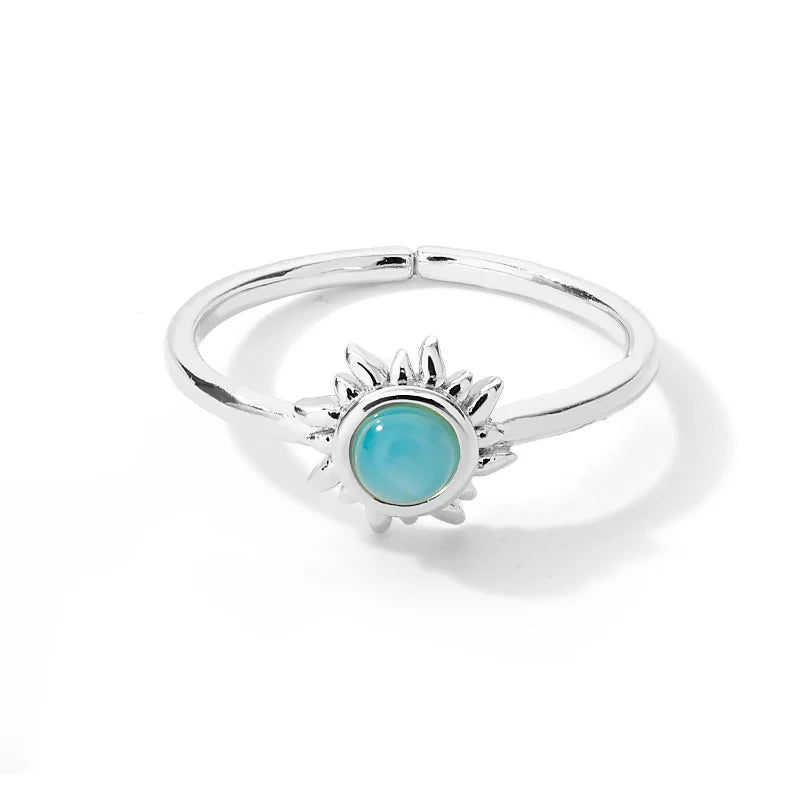 Stainless Steel Green Natural Stone Rings For Women Vintage Trend Punk Jewelry 18K Gold Color Opening Ring Christmas Gift New-Dollar Bargains Online Shopping Australia