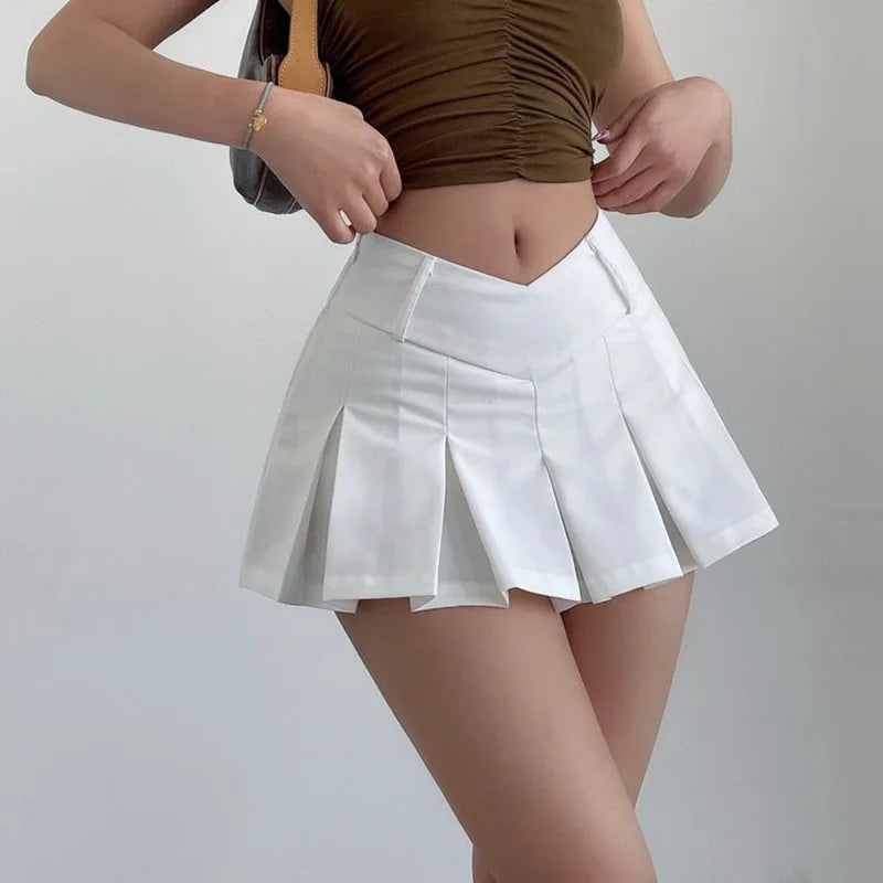 V Waist Pleated Skirts Women Y2K Summer High Waist Korean Chic Streetwear Sexy Mini Skirts Harajuku Preppy A-Line Skirts-Dollar Bargains Online Shopping Australia
