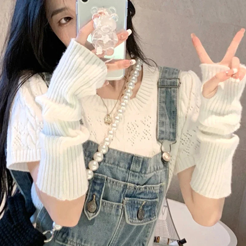 Knitted Long Fingerless Gloves Women Mitten Winter Y2K Solid Arm Warmer Sleeves Fashion Casual Soft Girls Clothes Punk Glove-Dollar Bargains Online Shopping Australia