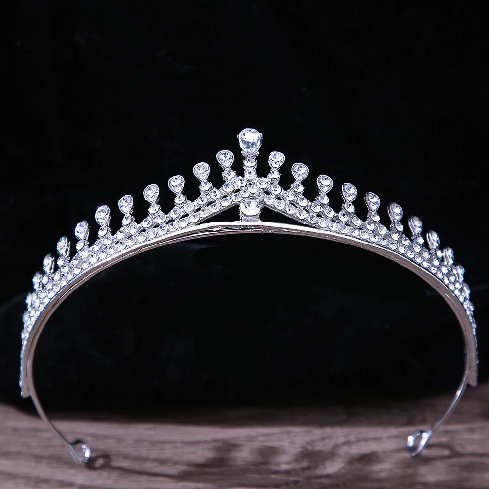 Luxury White Crystal Crown Hair Accessories Tiara Women Wedding Rhinestone Bridal Silver Color Crown Hair Jewelry