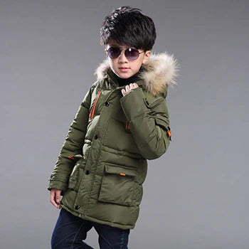 Jacket Autumn Winter Thicken Warm Teenager Kids Jackets Fashion Long Style Zipper Hooded Boys Coat-Dollar Bargains Online Shopping Australia