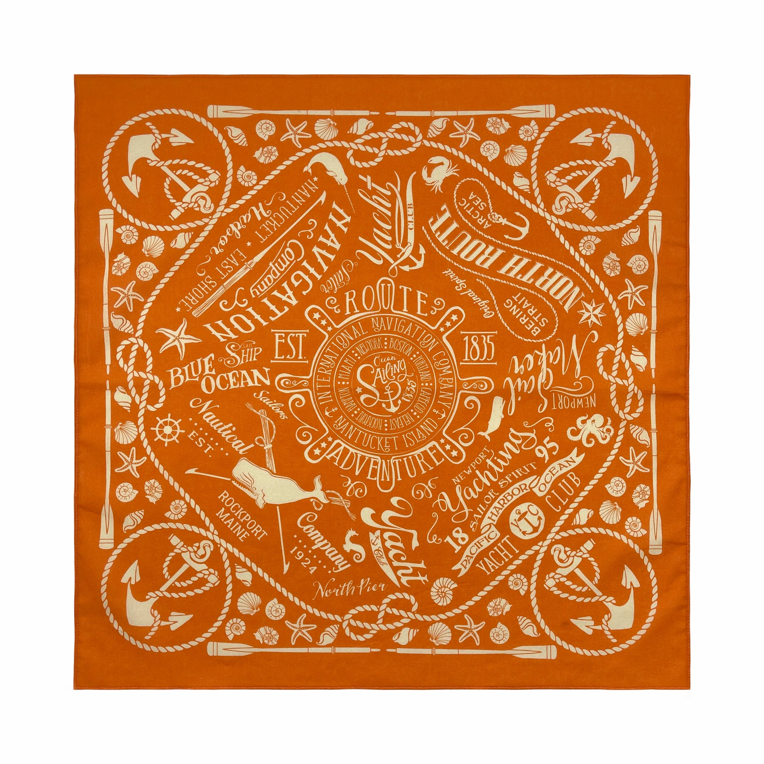 55CM Cotton Vintage Sailor Ocean Anchor Square Hip Hop Printed Bandana Men Women Outdoor Headbands Band Wrist Wraps Scarves-Dollar Bargains Online Shopping Australia