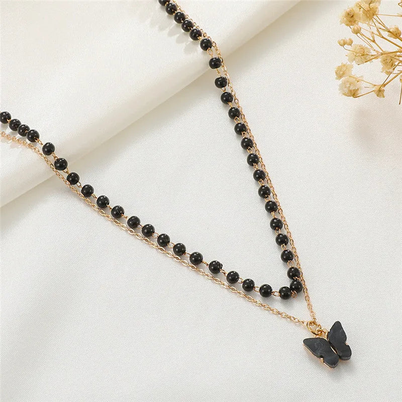 Simple Hip Hop Butterfly Tassel Choker Necklace For Women Teens Girls Punk Link Chain Necklace Party Daily Fashion Jewelry-Dollar Bargains Online Shopping Australia