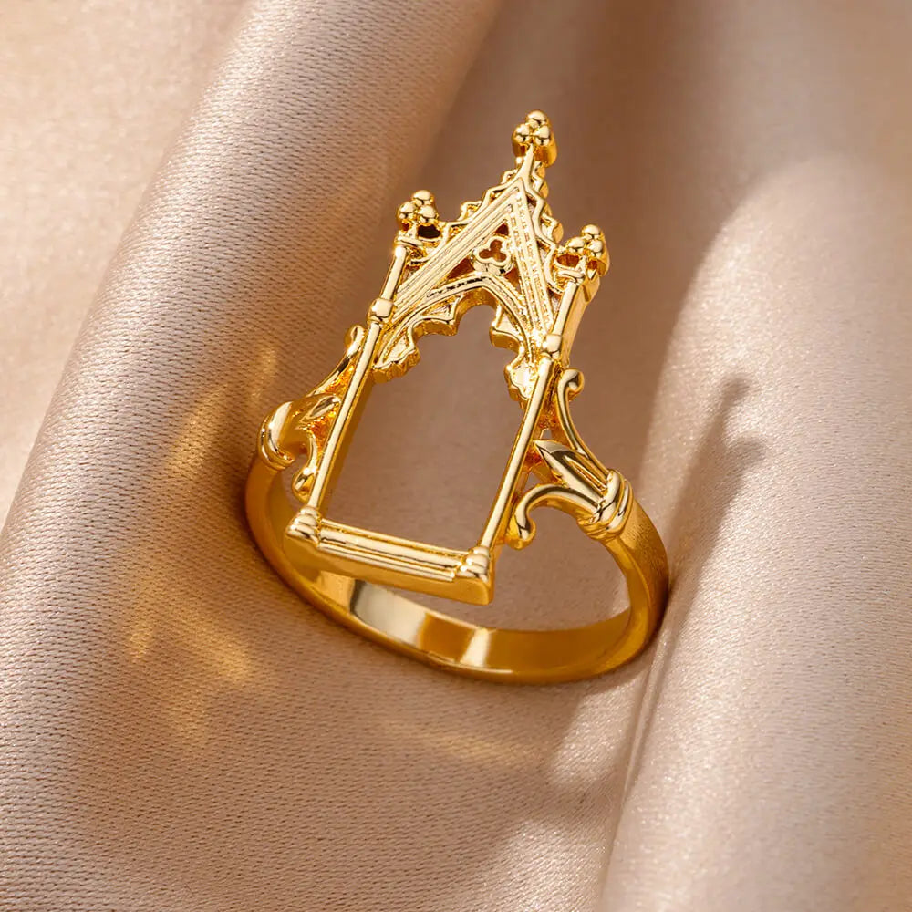 Stainless Steel Heart Rings for Women Vintage Gold Color Twist Barbed Wire Finger Ring Aesthetic Jewelry Gifts-Dollar Bargains Online Shopping Australia