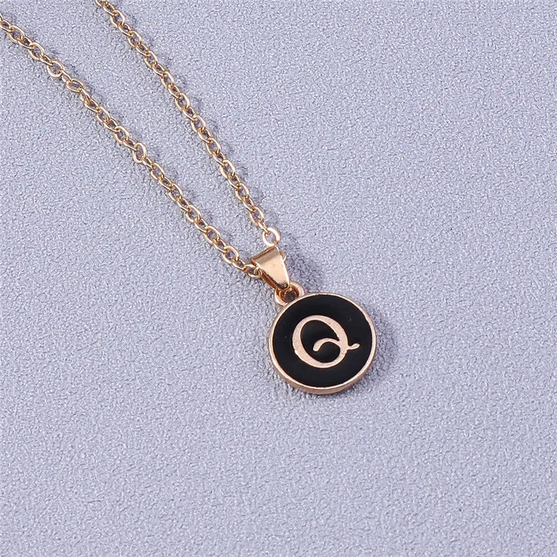 Name Initials Letter Pendant Necklace Enamel A-Z Alphabet Necklaces Girls Birthday Gifts Jewelry Accessories-Dollar Bargains Online Shopping Australia