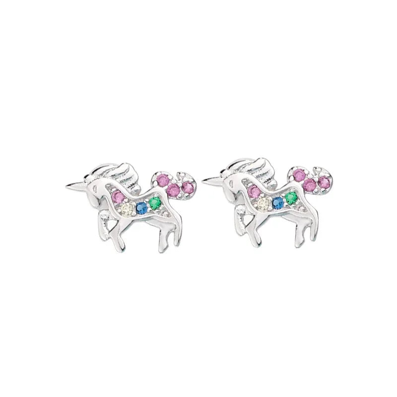 Unicorn Stud Earrings for Little Girl Kids Crystal Cat Butterfly Rainbow Heart Star Earring-Dollar Bargains Online Shopping Australia