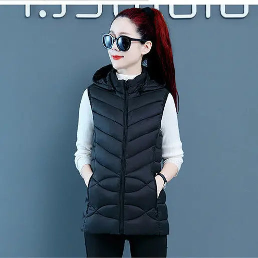 Woman Vest Autumn Winter Warm Down Cotton Vests Female Thick Removable Hooded Waistcoat Women's Sleeveless Jacket Vest Coat-Dollar Bargains Online Shopping Australia