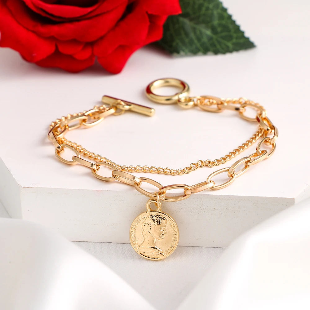 FNIO Bohemian Bracelets for Women Fashion Multilayer Beaded Chain Bracelets Set Charm Bracelet Bangles Jewelry Punk-Dollar Bargains Online Shopping Australia