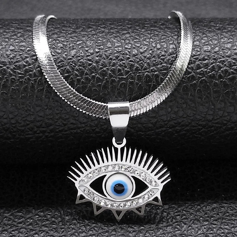Vintage Crystal Evil Demon Eye Choker Necklaces for Women Stainless Steel Gold Plated Necklaces Jewelry-Dollar Bargains Online Shopping Australia