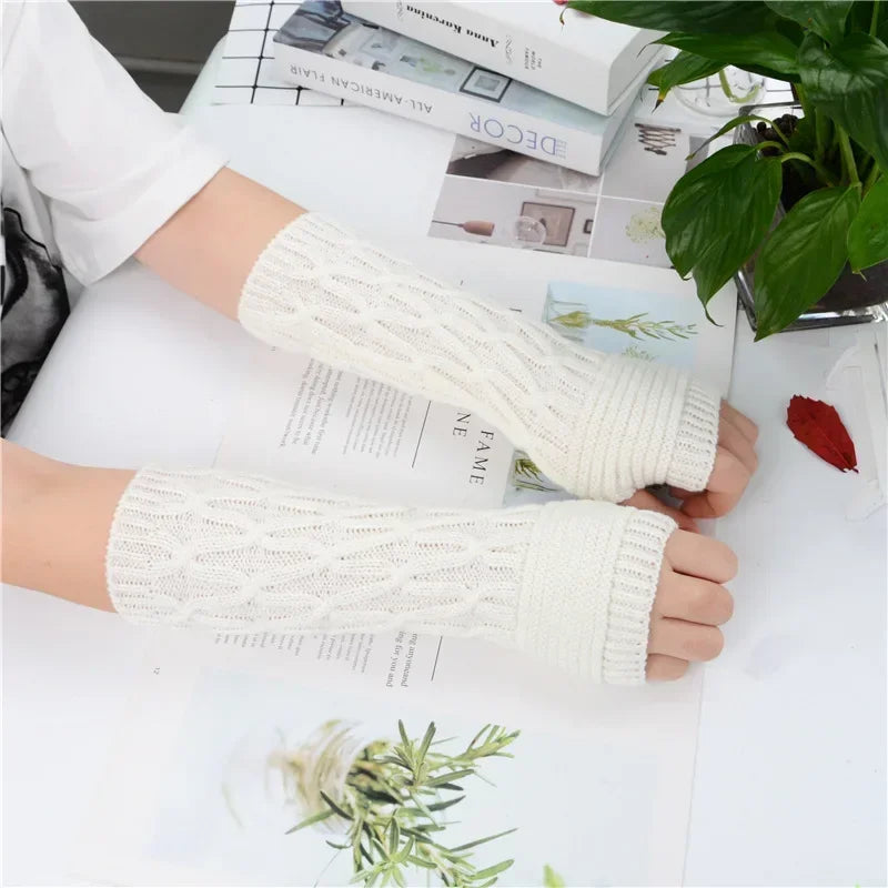 Long Fingerless Gloves Women‘s Mitten Winter Arm Warmer Knitted Arm Sleeve Fine Casual Soft Girls Goth Clothes Punk Gothic Glove-Dollar Bargains Online Shopping Australia