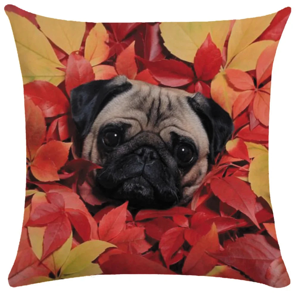 Pug Bulldog Print Cushion Cover Pets Dog Pillowcase For Home Sofa Decoration Polyester Lumbar Pillow Case Gift-Dollar Bargains Online Shopping Australia