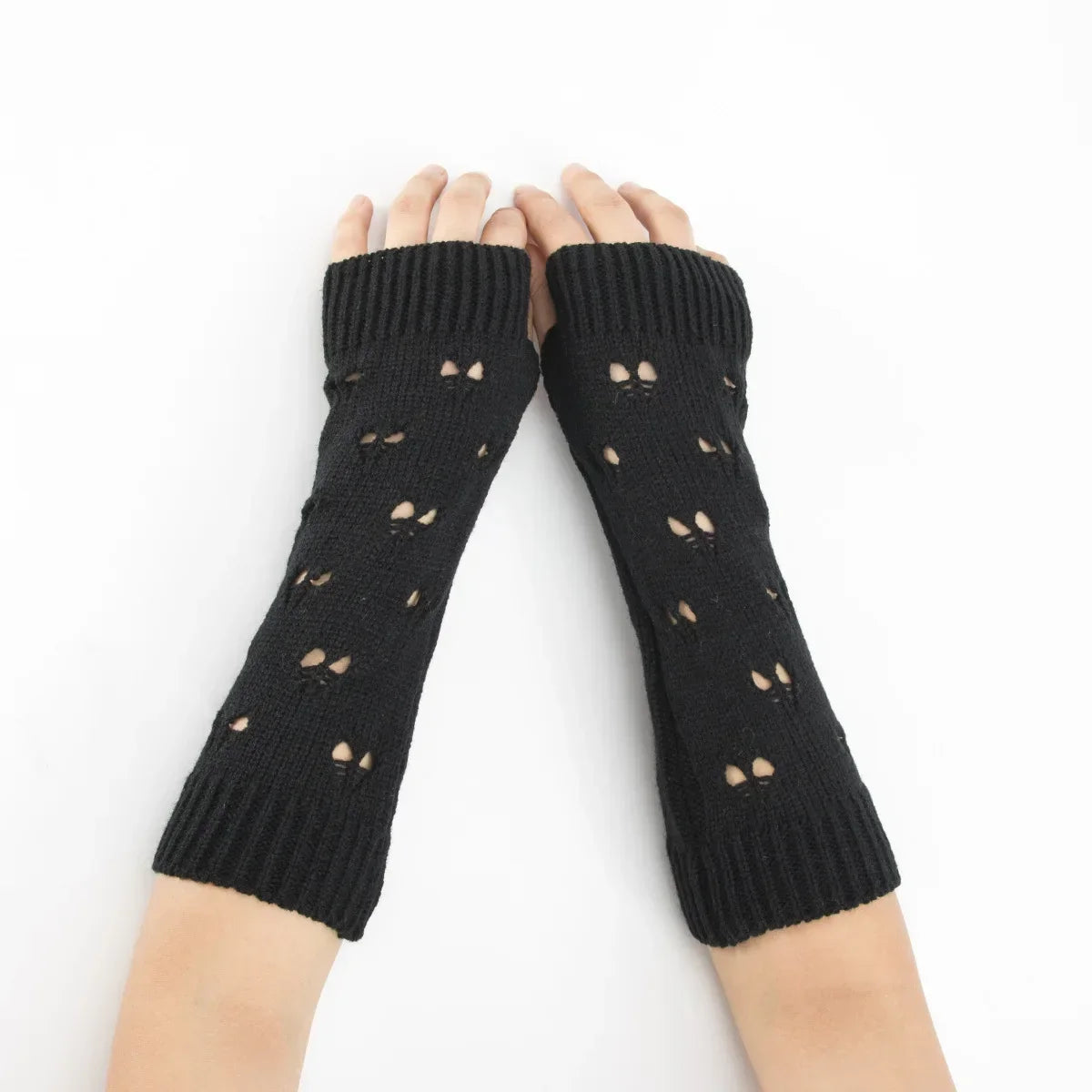 Long Fingerless Gloves Women‘s Mitten Winter Arm Warmer Knitted Arm Sleeve Fine Casual Soft Girls Goth Clothes Punk Gothic Glove-Dollar Bargains Online Shopping Australia