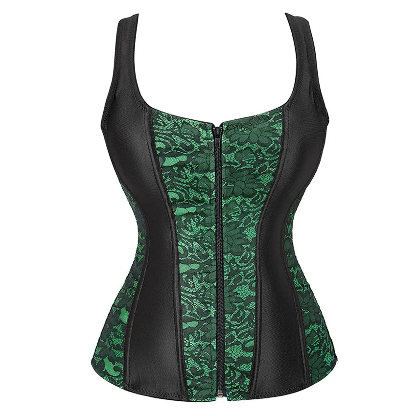 Corset with Straps for Women Black Overbust Corset Plus Size Jacquard Lace-Up Corset Zipper TOP Vintage Gothic Corset Bustier-Dollar Bargains Online Shopping Australia