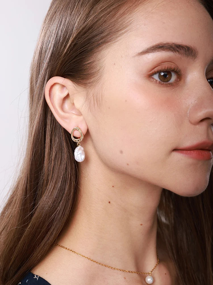 Circle Earrings For Women Vintage Punk Baroque Pearl Earrings Stainless Steel Ear Clip Women Jewelry Imitation Pearl-Dollar Bargains Online Shopping Australia