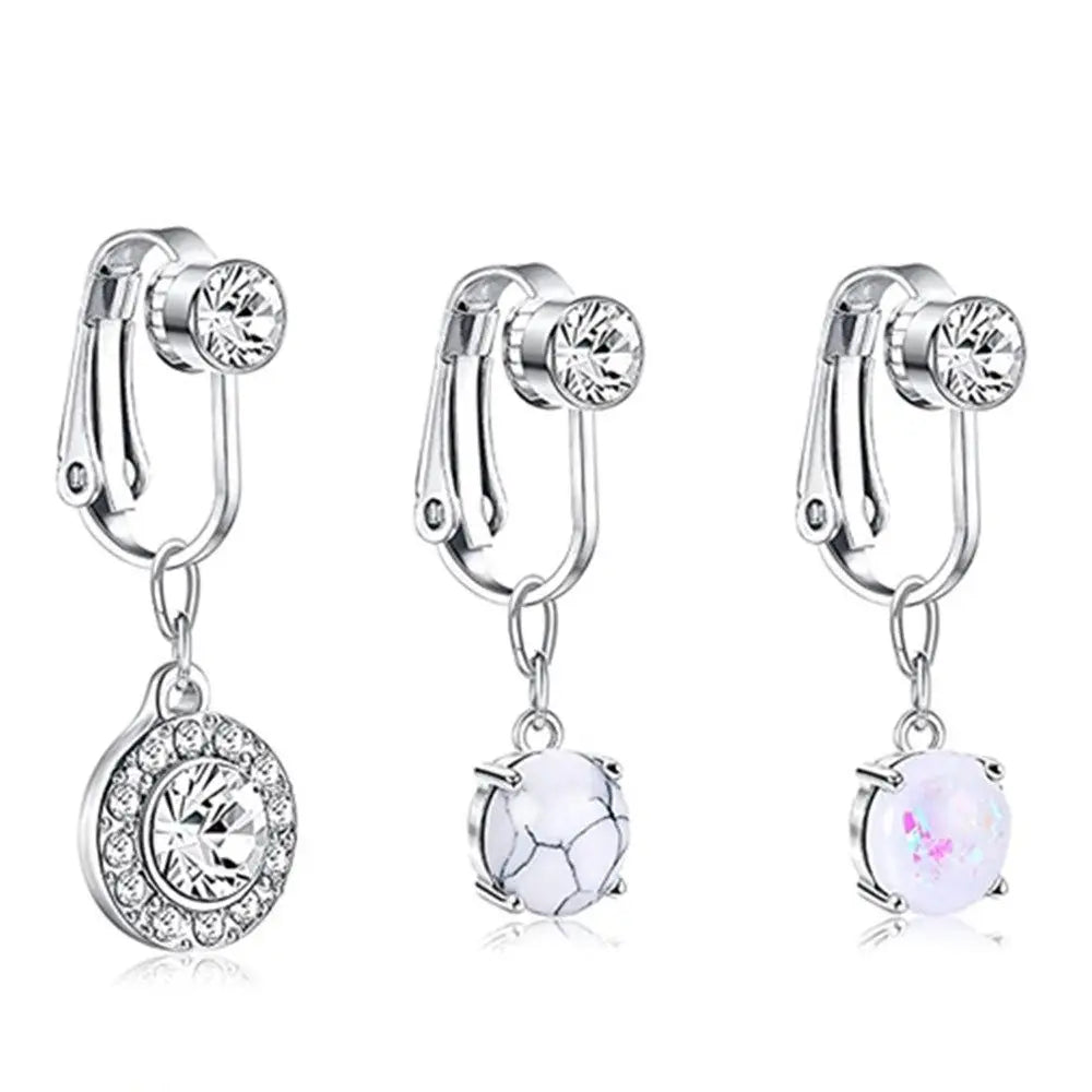 Faux Fake Belly Ring Fake Belly Piercing Non Piercing Umbilical Navel Belly Ring Button Cartilage Clip on Earrings Body Jewelry-Dollar Bargains Online Shopping Australia