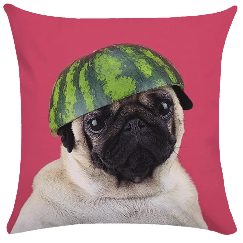 Pug Bulldog Print Cushion Cover Pets Dog Pillowcase For Home Sofa Decoration Polyester Lumbar Pillow Case Gift-Dollar Bargains Online Shopping Australia