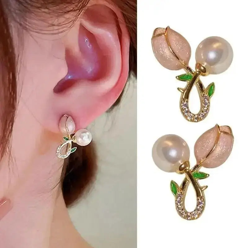 925 Silver Needle Korean Fashion Imitation Pear Earrings For Women Jewelry Luxury Women's Heart Stud Earrings-Dollar Bargains Online Shopping Australia
