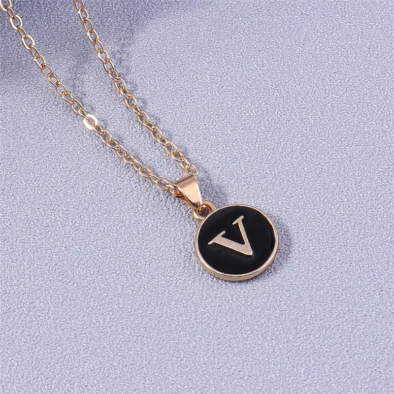 Name Initials Letter Pendant Necklace Enamel A-Z Alphabet Necklaces Girls Birthday Gifts Jewelry Accessories-Dollar Bargains Online Shopping Australia