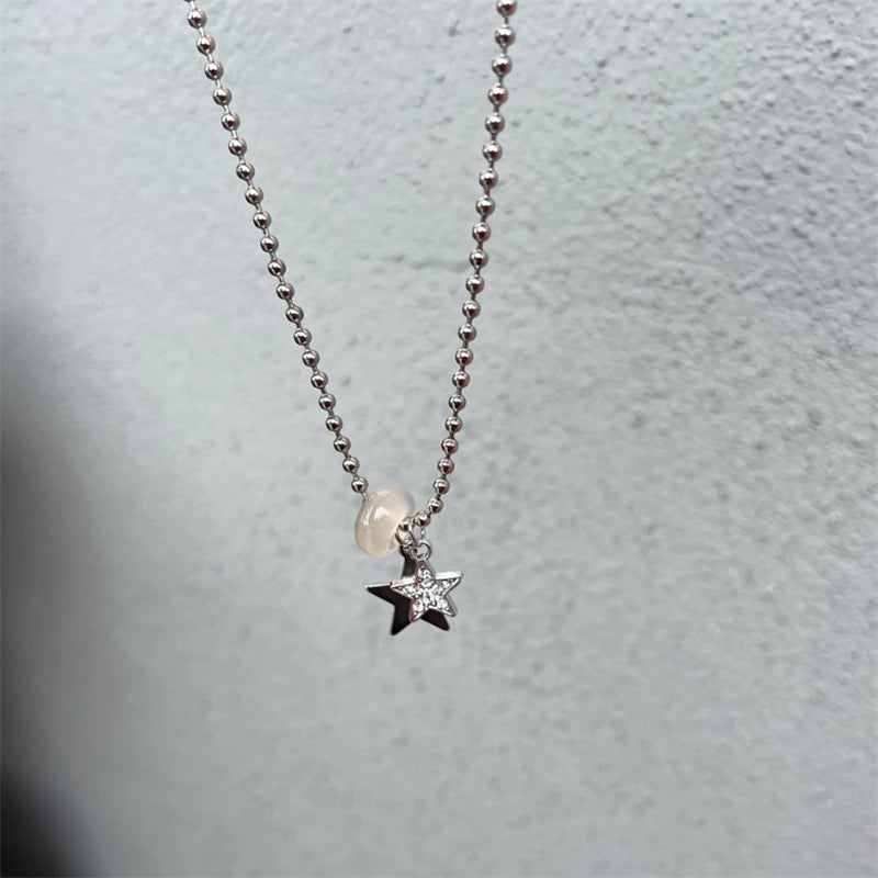 Titanium Steel Star Pendant Necklace for Men Women Y2K Hip Hop Cool Hot Girls Beads Chains Choker Korean Fashion Jewelry-Dollar Bargains Online Shopping Australia