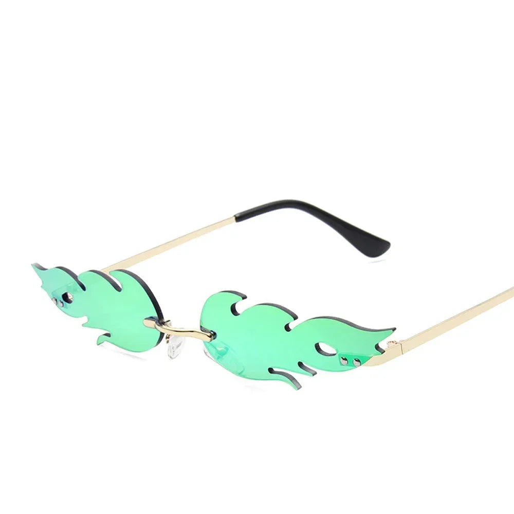 Fire Flame Sunglasses Women Rimless Wave Sun Glasses Metal Shades For Vintage Women Mirror Eyewear UV400-Dollar Bargains Online Shopping Australia