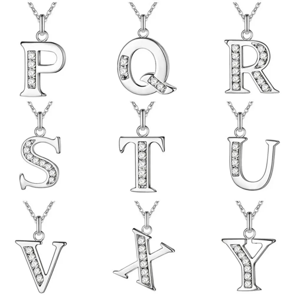 26 Letter A-Z Silver Plated Necklace Color Jewelry Pendant Metal Stamp-Dollar Bargains Online Shopping Australia