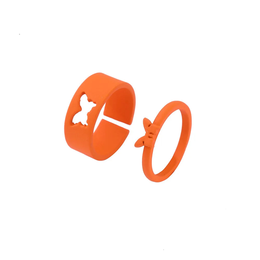 Drip Oil Love Set Ring For Women Simple Light Luxury Ladies Smiley Butterfly Jewelry Birthday Party Gifts-Dollar Bargains Online Shopping Australia