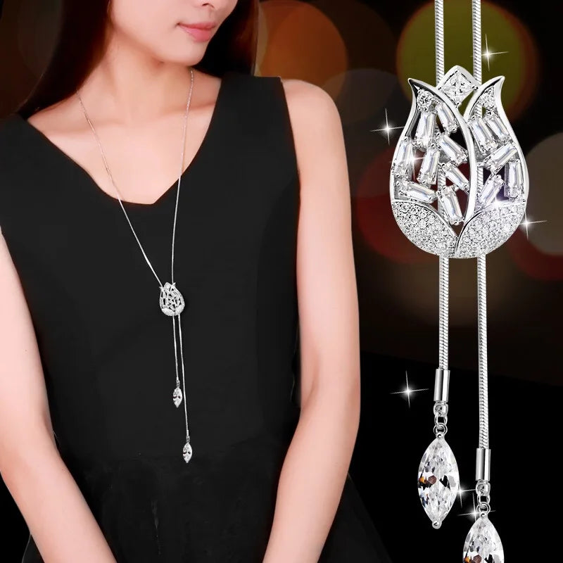 Long Necklaces Pendants Women Geometric Statement Maxi Fashion Crystal Jewelry-Dollar Bargains Online Shopping Australia