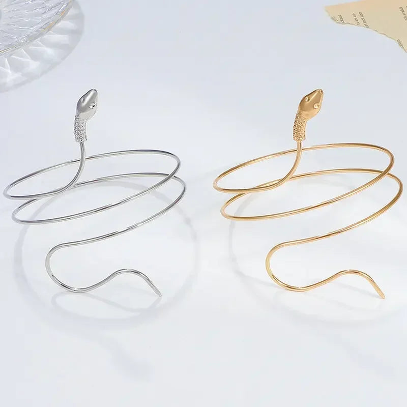 Punk Coiled Snake Spiral Upper Arm Cuff Armlet Armband Bangle Women Jewelry Egypt Swirl Snake Arm Cuff Armlet-Dollar Bargains Online Shopping Australia