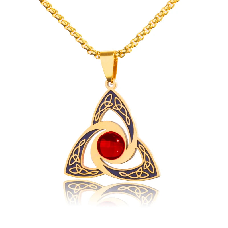 Witch Knot Necklace Stainless Steel Magic Knot Pagan Witchcraft Symbols Pendant Celtic Knot Necklace Jewelry Gifts for Women-Dollar Bargains Online Shopping Australia
