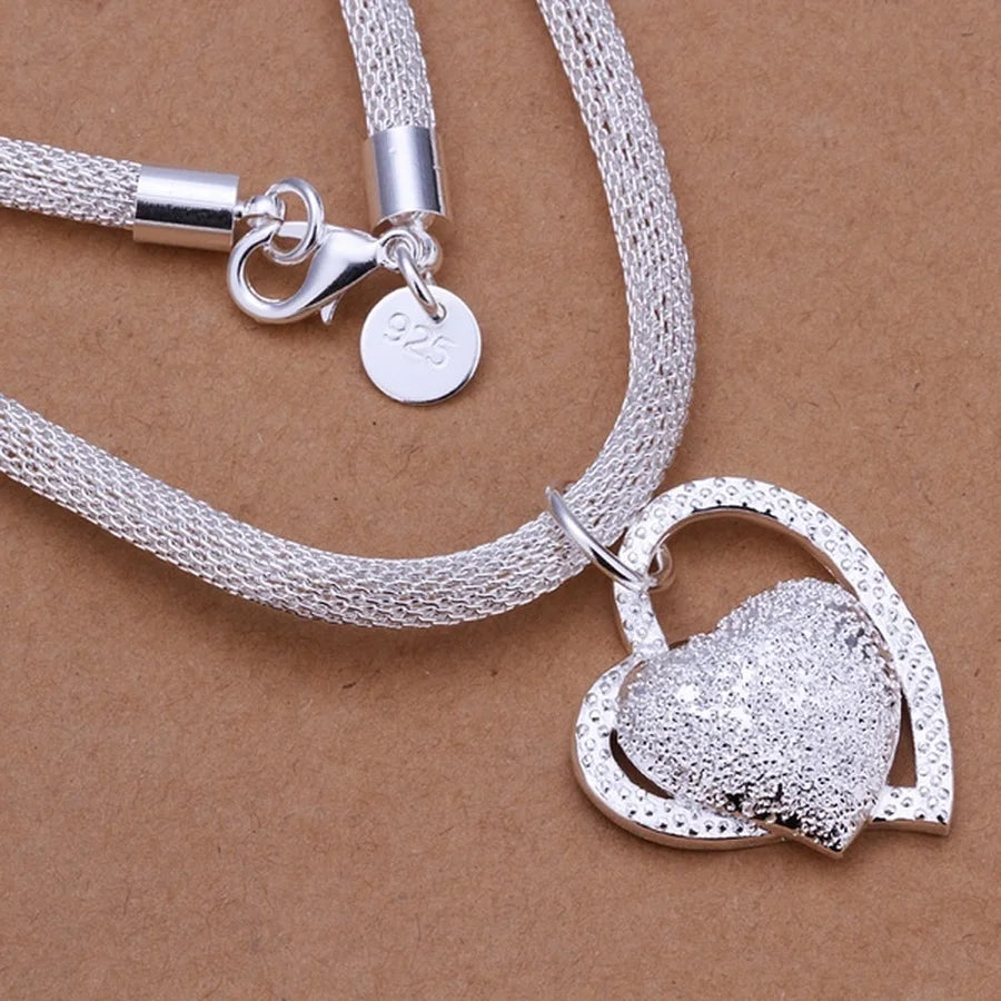 925 Sterling Silver Necklace Gorgeous Charm Fashion Heart Wedding Lady Love for Women Noble Luxury 18 Inches 45cm Jewelry-Dollar Bargains Online Shopping Australia