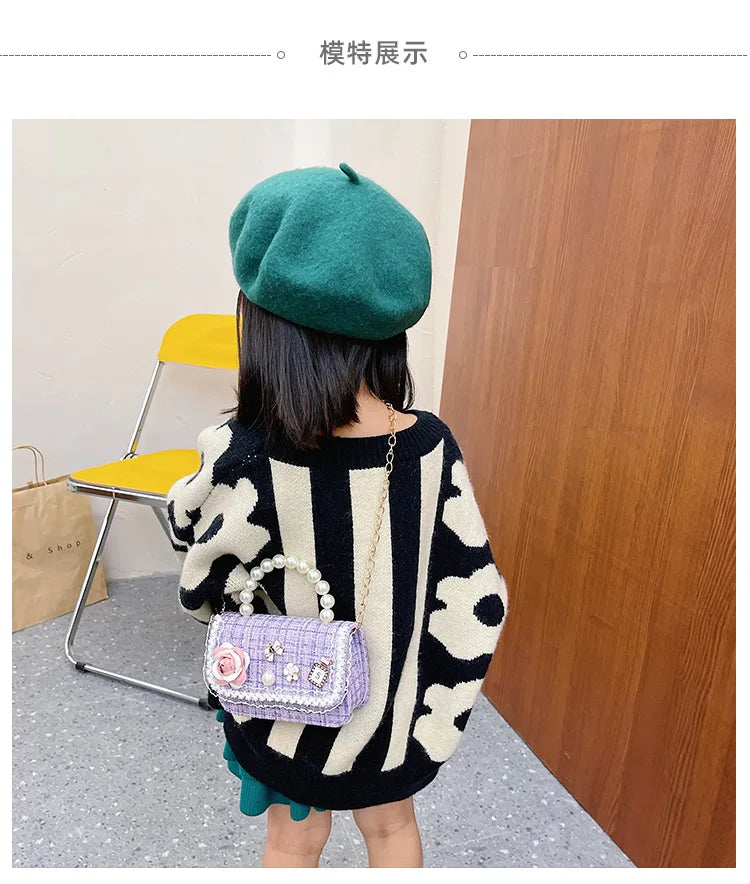 Princess Messenger Bag Girl Children Bag Mini Chain Small Square Bag Cartoon Rabbit Shoulder Bag Handbag
