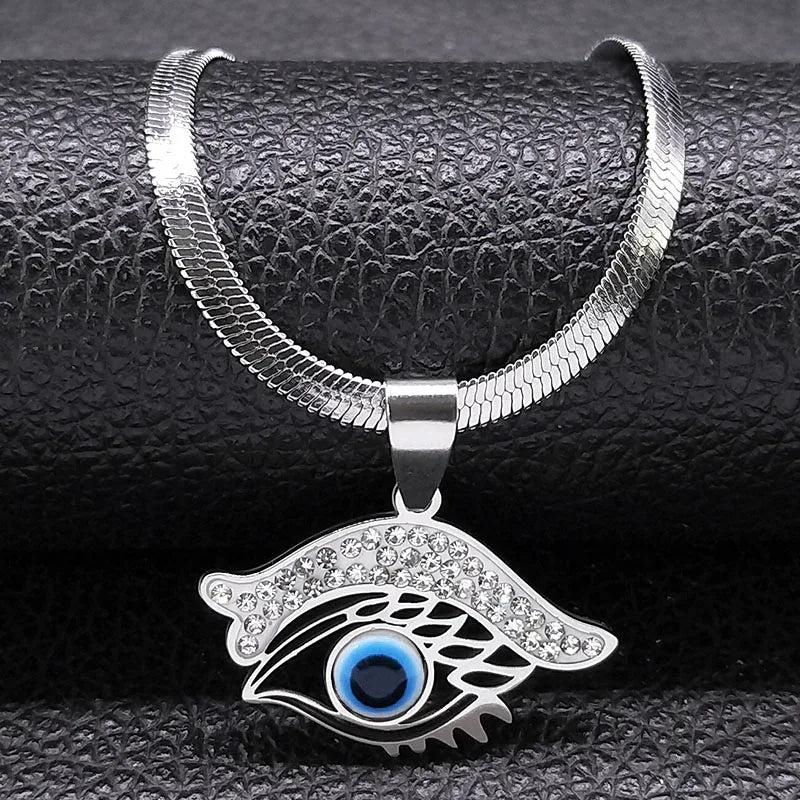 Vintage Crystal Evil Demon Eye Choker Necklaces for Women Stainless Steel Gold Plated Necklaces Jewelry-Dollar Bargains Online Shopping Australia
