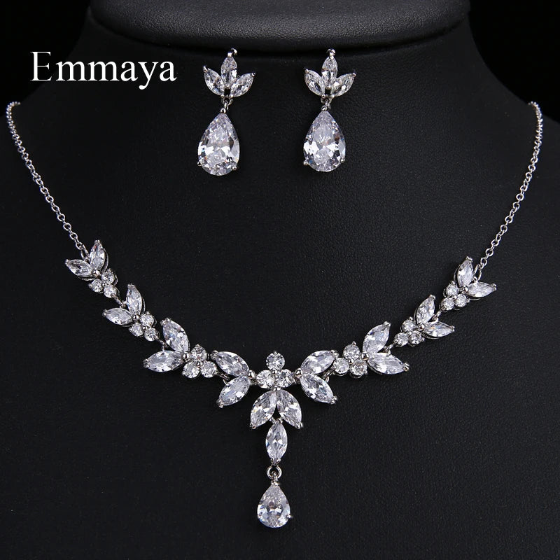 Jewelry Sets For Women Wedding Party Accessories Cubic Zircon Stud Earrings & Necklace Gift-Dollar Bargains Online Shopping Australia