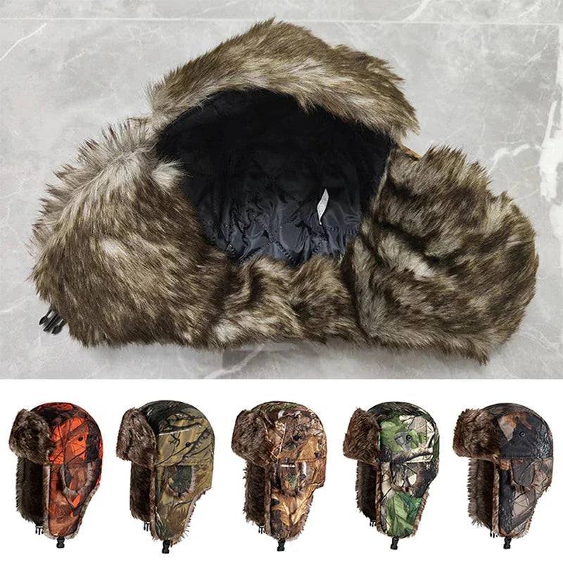 Earflap Hat Lei Feng Hat Camouflage Warm Winter Elderly Hat Cap Thick Flaps Ski Hat Colorful Fashion Unisex Warm Outdoor