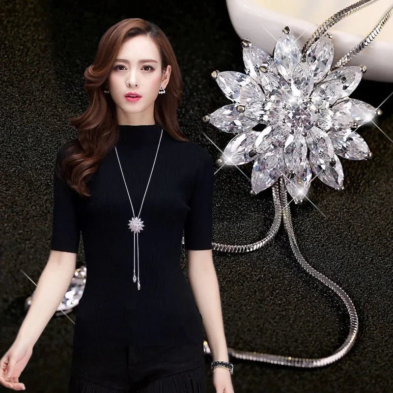 Sweater Chain Long Crystal Snow Pendant Water Drop Accessories Decoration Necklace Jewelry-Dollar Bargains Online Shopping Australia