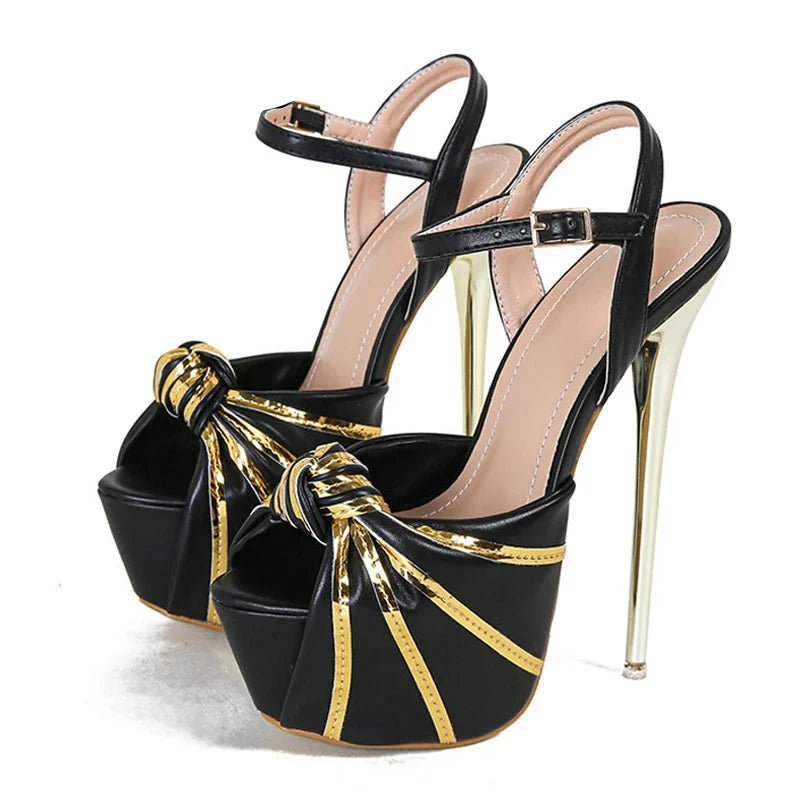 Women Sexy Stiletto Platform Sandals Fashion Design Pleated Open Toe Extreme High Heels Banquet Party Shoes-Dollar Bargains Online Shopping Australia