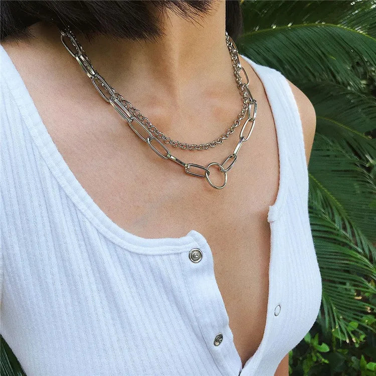 Multilayer Hip Hop Long Chain Necklace For Women Men Jewelry Gifts Key Cross Pendant Necklace Accessories-Dollar Bargains Online Shopping Australia