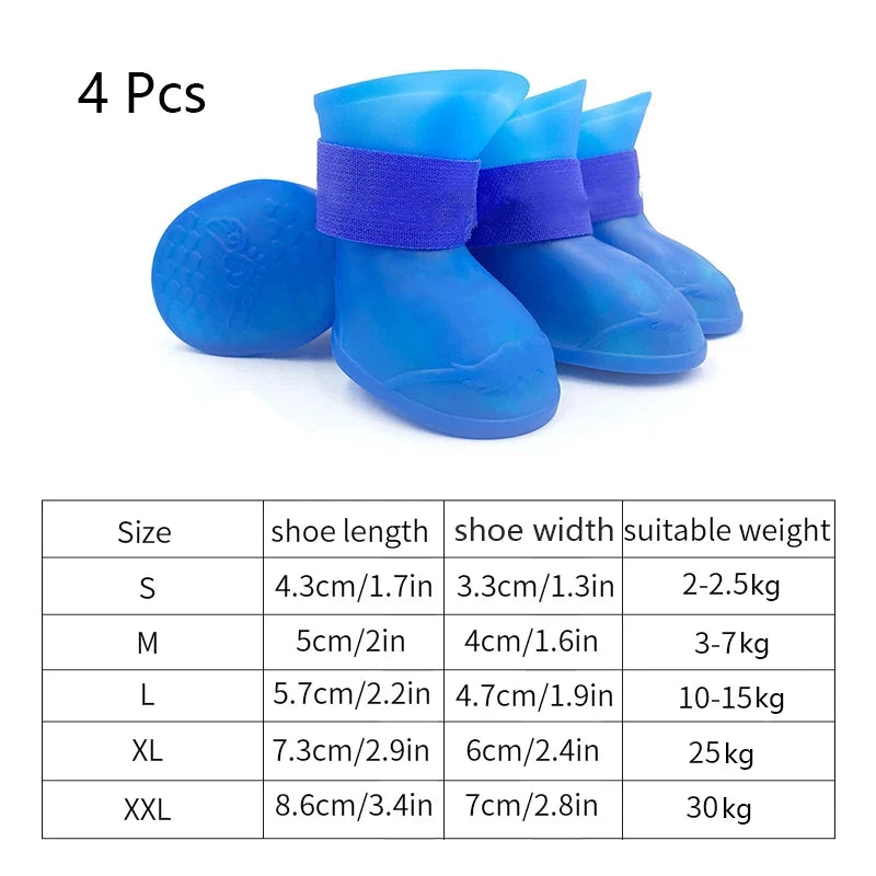 4Pcs Pet WaterProof Rainshoe Anti-slip Rubber Boot For Small Medium Large Dogs Cats Outdoor Shoe Dog Ankle Boots Pet Accessories-Dollar Bargains Online Shopping Australia