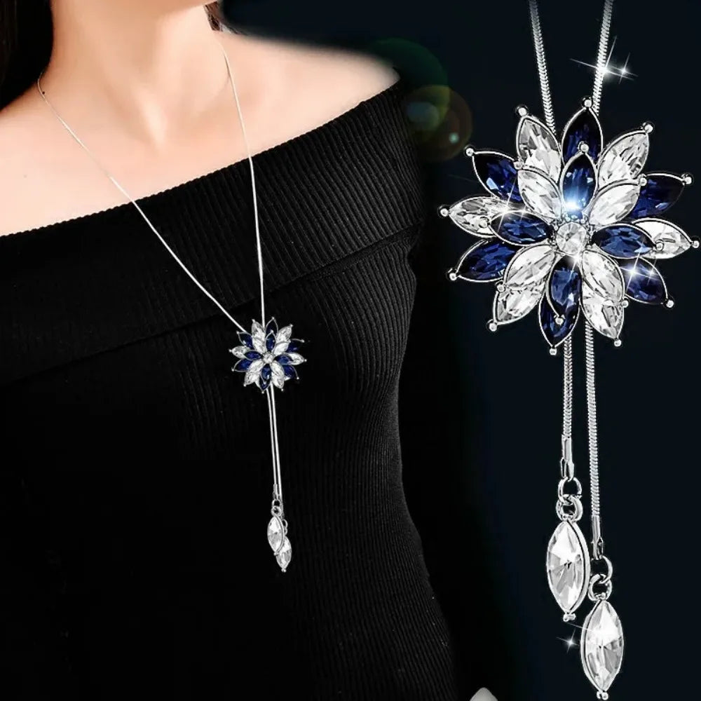 Sweater Chain Long Crystal Snow Pendant Water Drop Accessories Decoration Necklace Jewelry-Dollar Bargains Online Shopping Australia