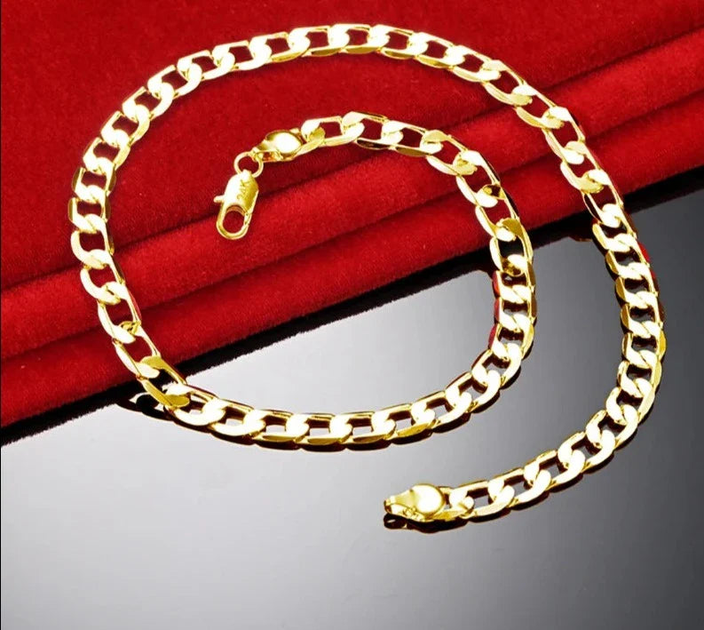 gold Necklaces Silver color Classic 8MM sideways chain Wedding party
