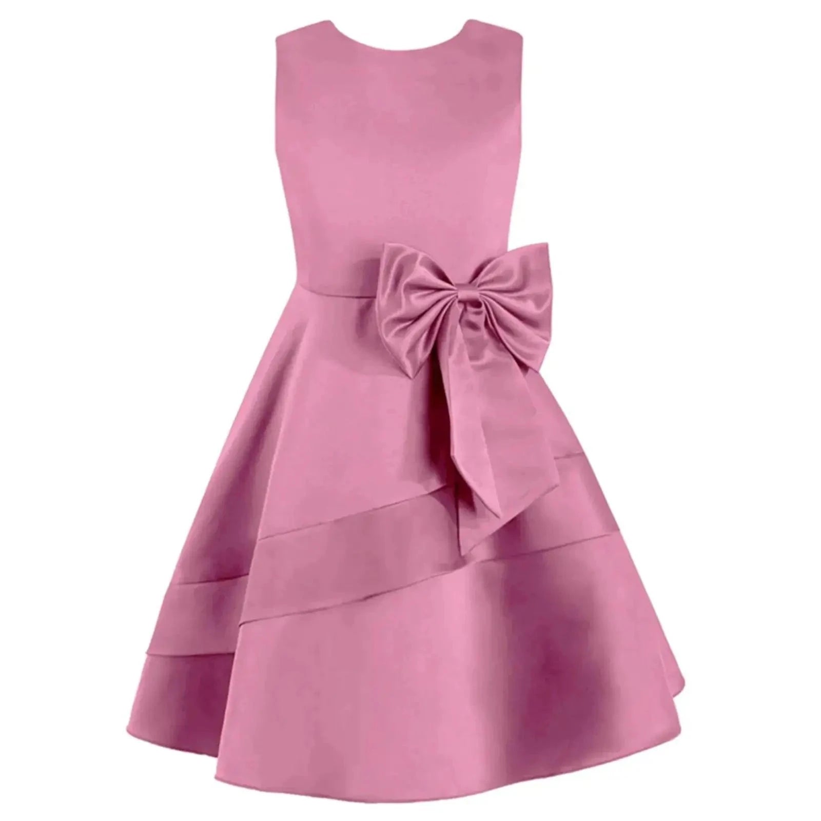 Girls Summer Sleeveless Princess Dress Elegant Satin Wedding Bridesmaid Party Dress Big Bowknot A-line Tutu for Birthday Evening-Dollar Bargains Online Shopping Australia