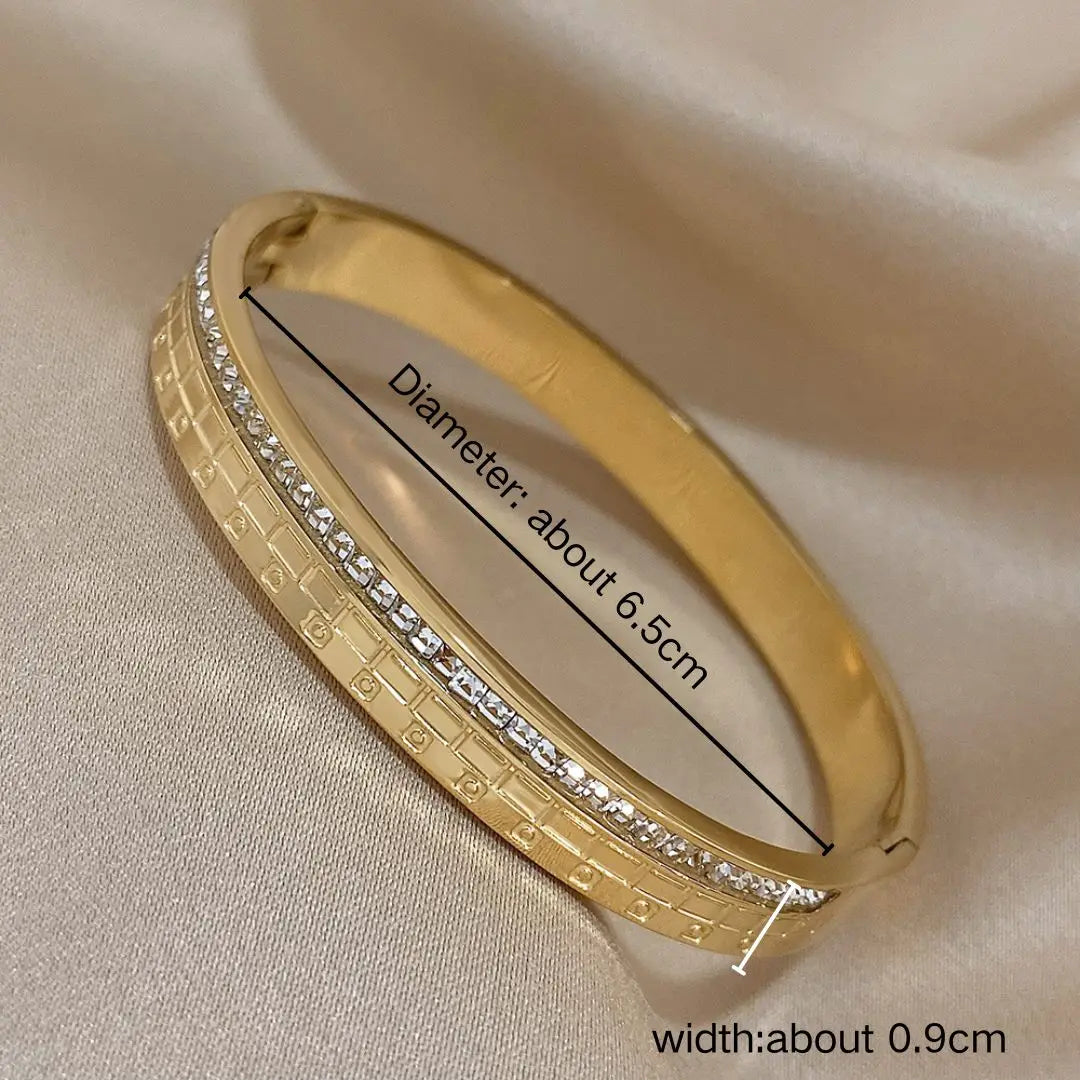 Zircon Stainless Steel Bangles Bracelets for Women Cuff Wristband Waterproof Wedding Jewelry Gifts Accessories-Dollar Bargains Online Shopping Australia