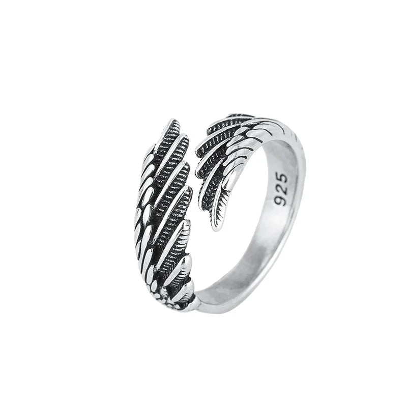 925 Sterling Silver Women's Ring Feather Wing Dating Jewelry Aesthetic Accessories